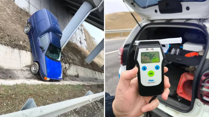 Gazda beată fură mașina unui oaspete și ajunge în șanț la Fălești