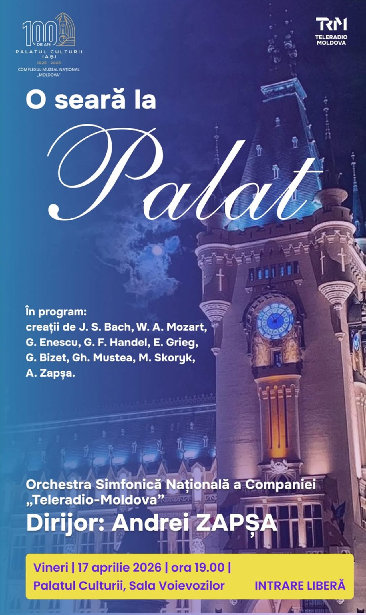 Orchestra Simfonică Națională a Moldovei cântă la Palatul Culturii din Iași