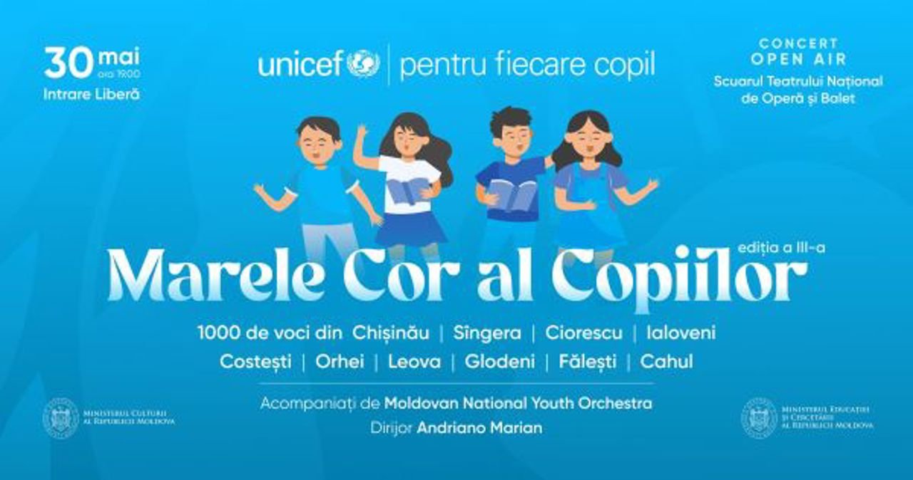 Peste 1000 de copii vor cânta la Marele Cor din Chișinău pe 30 mai